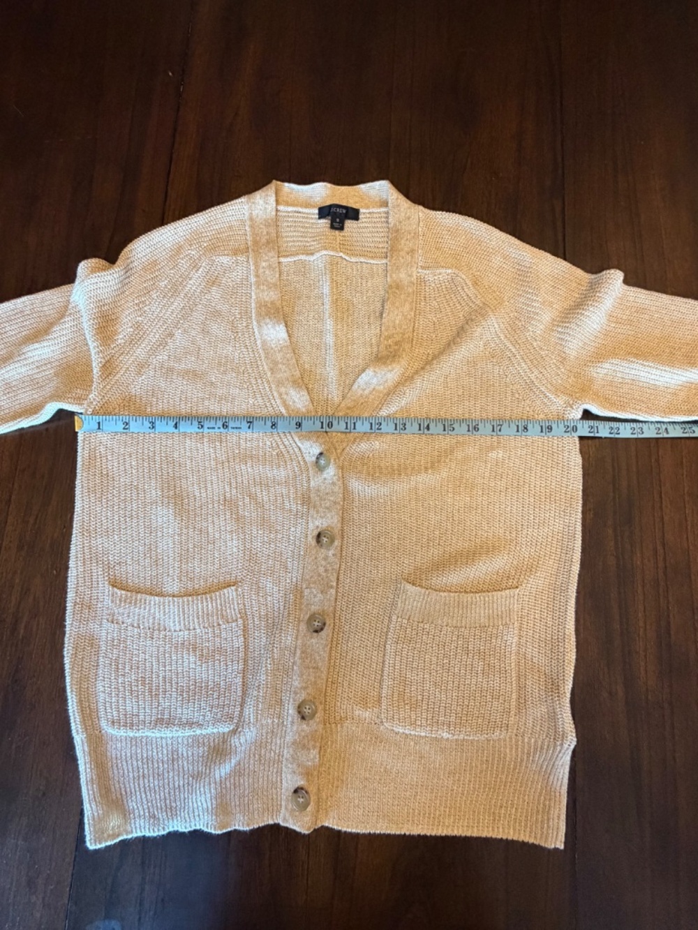 J. Crew Linen Blend Tan Knit Button Down Cardigan, Size Small - Picture 12 of 12